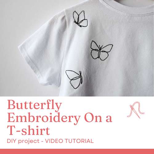 Ricamo di farfalle su una maglietta