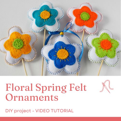 Ornamenti floreali di primavera in feltro Video tutorial e modello