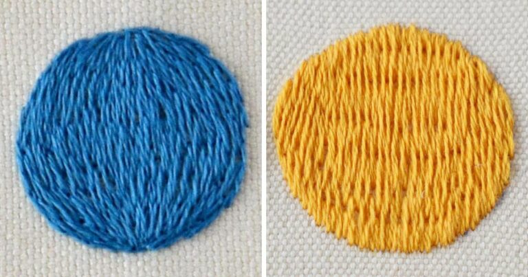 Long and short stitch for round shapes