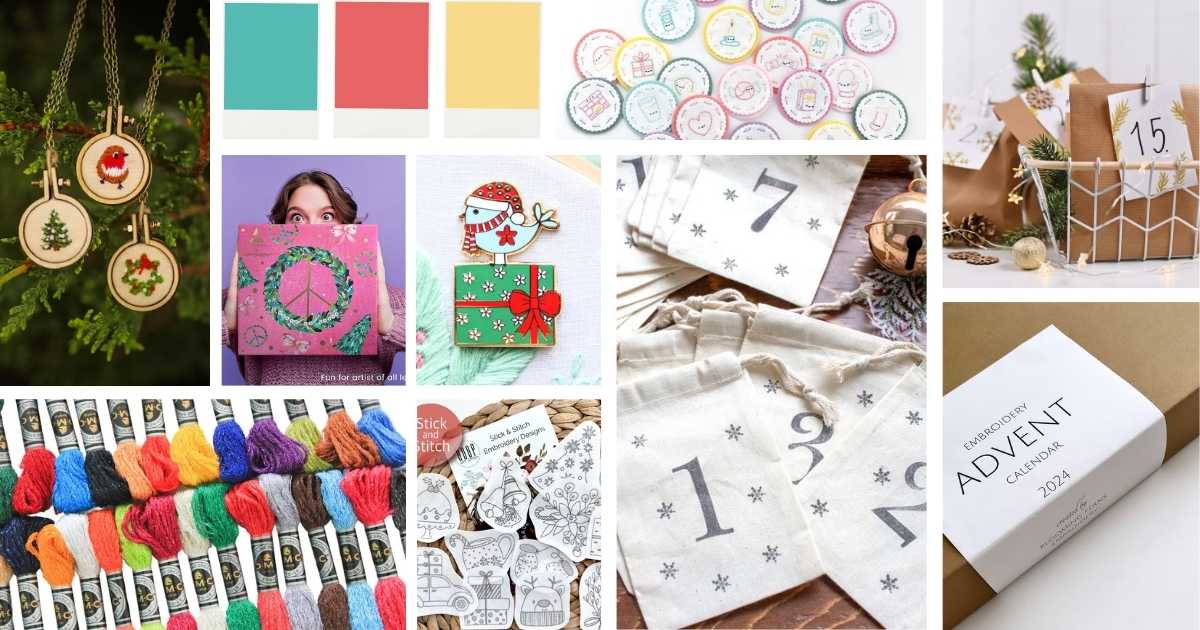 Calendario dell'Avvento con ricamo - Regalo di Natale per ricamatrici